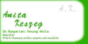 anita keszeg business card